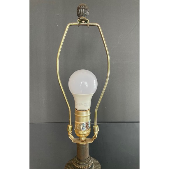 Vintage Antiqued Bronze Scroll Metal Table Lamp Base Tripod French Country Style - Picture 5 of 16